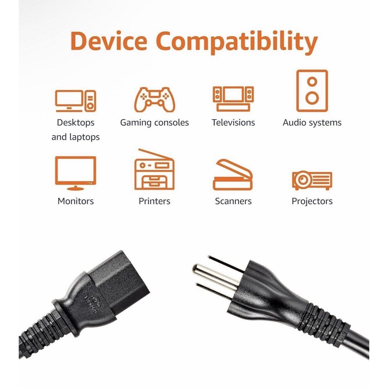 25FT Amazon Basics 3 Prong AC Power Cord Cable