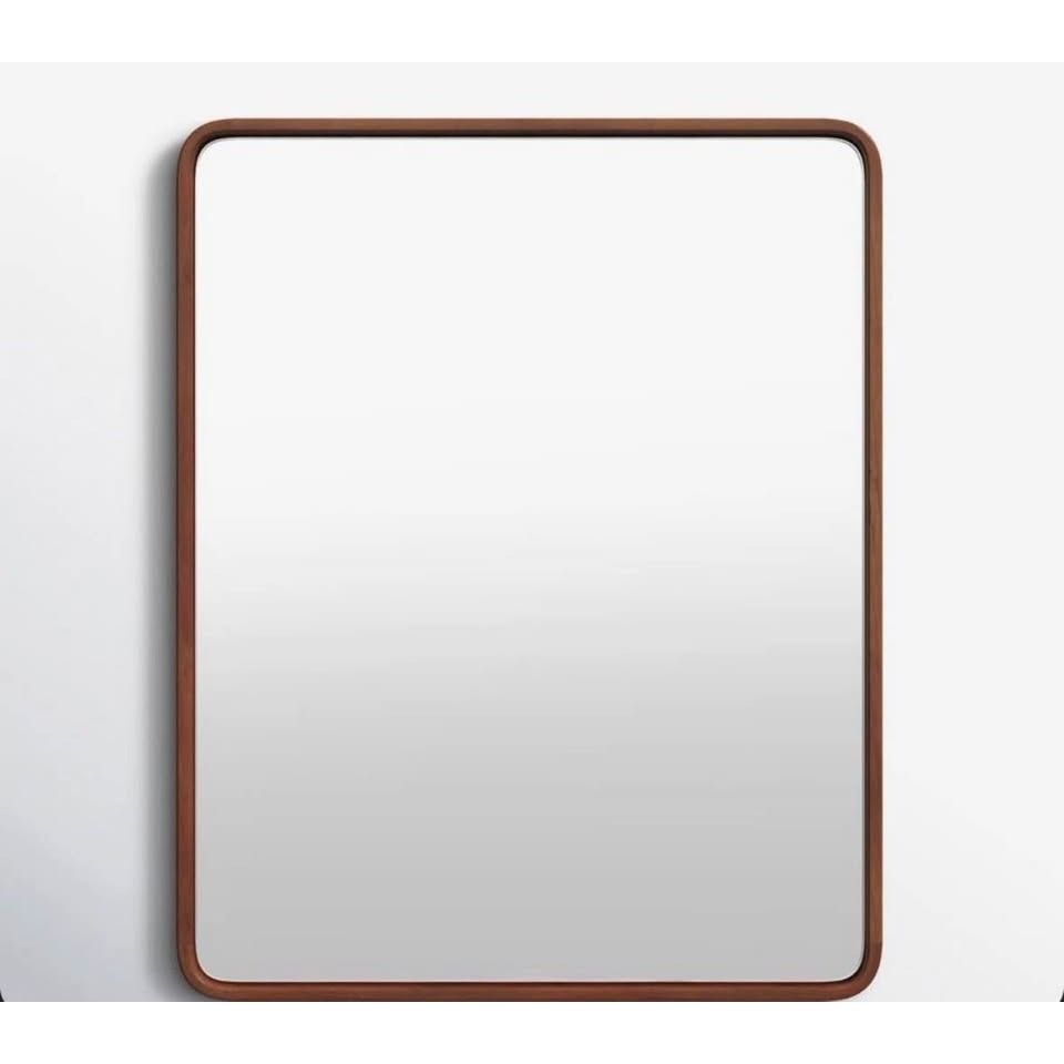 Joss and Main Sherman rectangular brown wood accent mirror with rounded edges and antiqued rustic finish