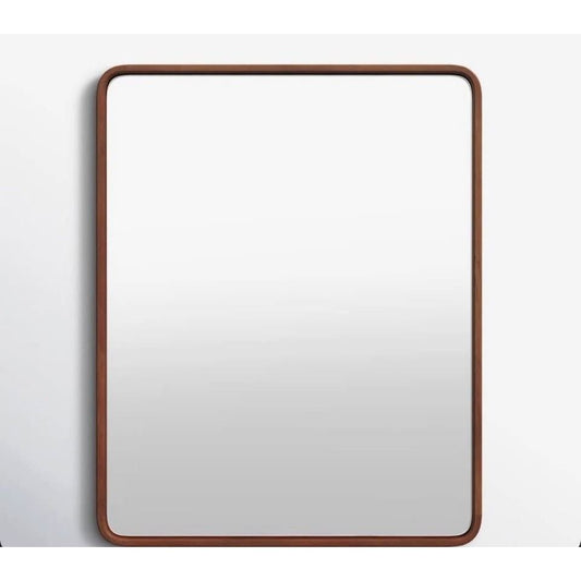 Joss and Main Sherman rectangular brown wood accent mirror with rounded edges and antiqued rustic finish