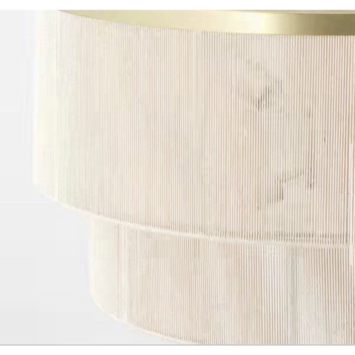 MLiAN 23.8 in. 6-Light Beige Hand Woven Drum Chandelier