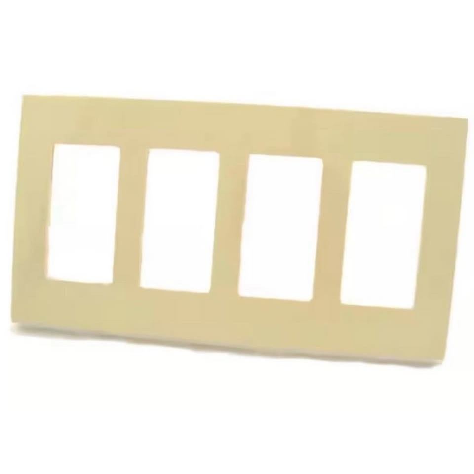 Leviton 4-Gang Ivory Decora screwless polycarbonate wall plate front view