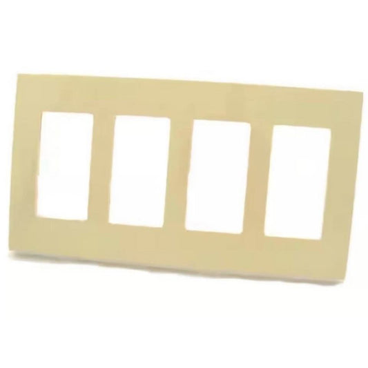 Leviton 4-Gang Ivory Decora screwless polycarbonate wall plate front view