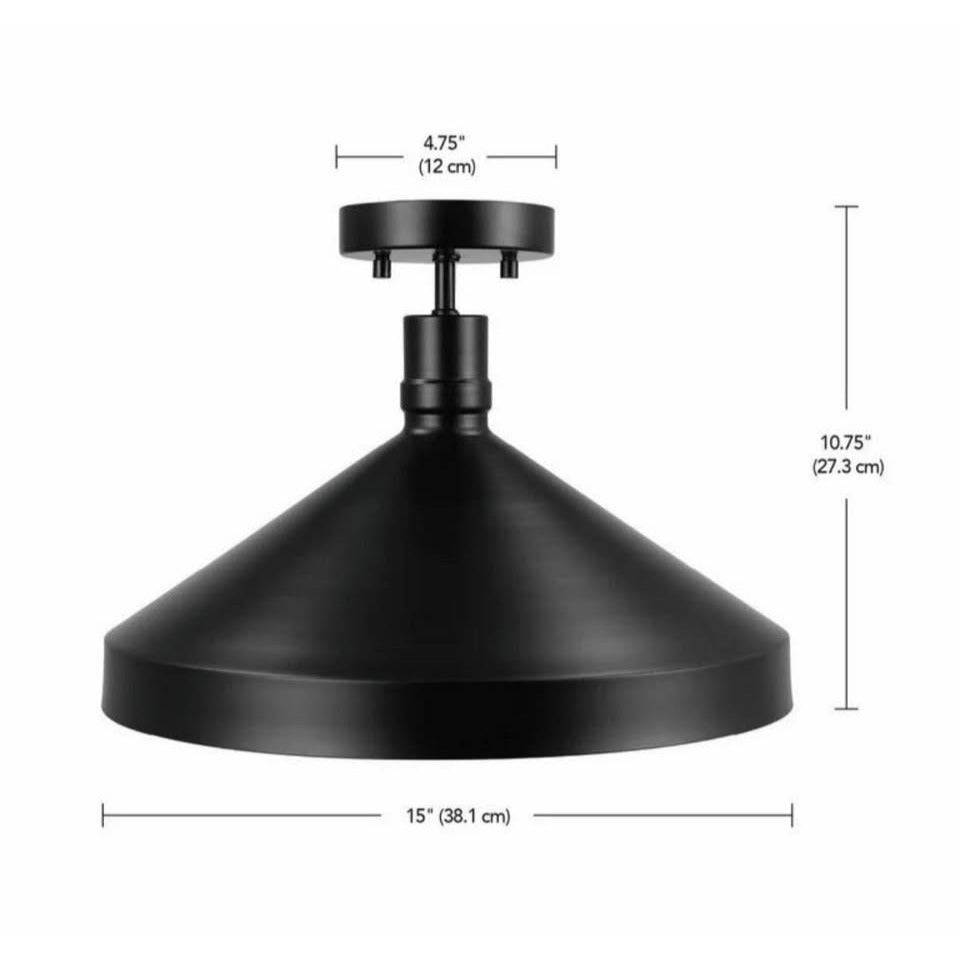 Globe Electric 1 Violet 15" Wide Semi-Flush Outdoor Ceiling Fixture - Black