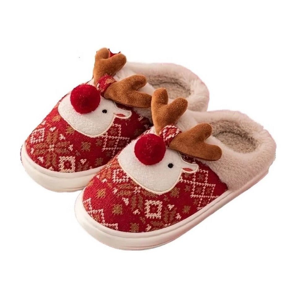 Christmas cartoon round-toe lined warm comfortable slippers size 6 for indoor autumn winter use