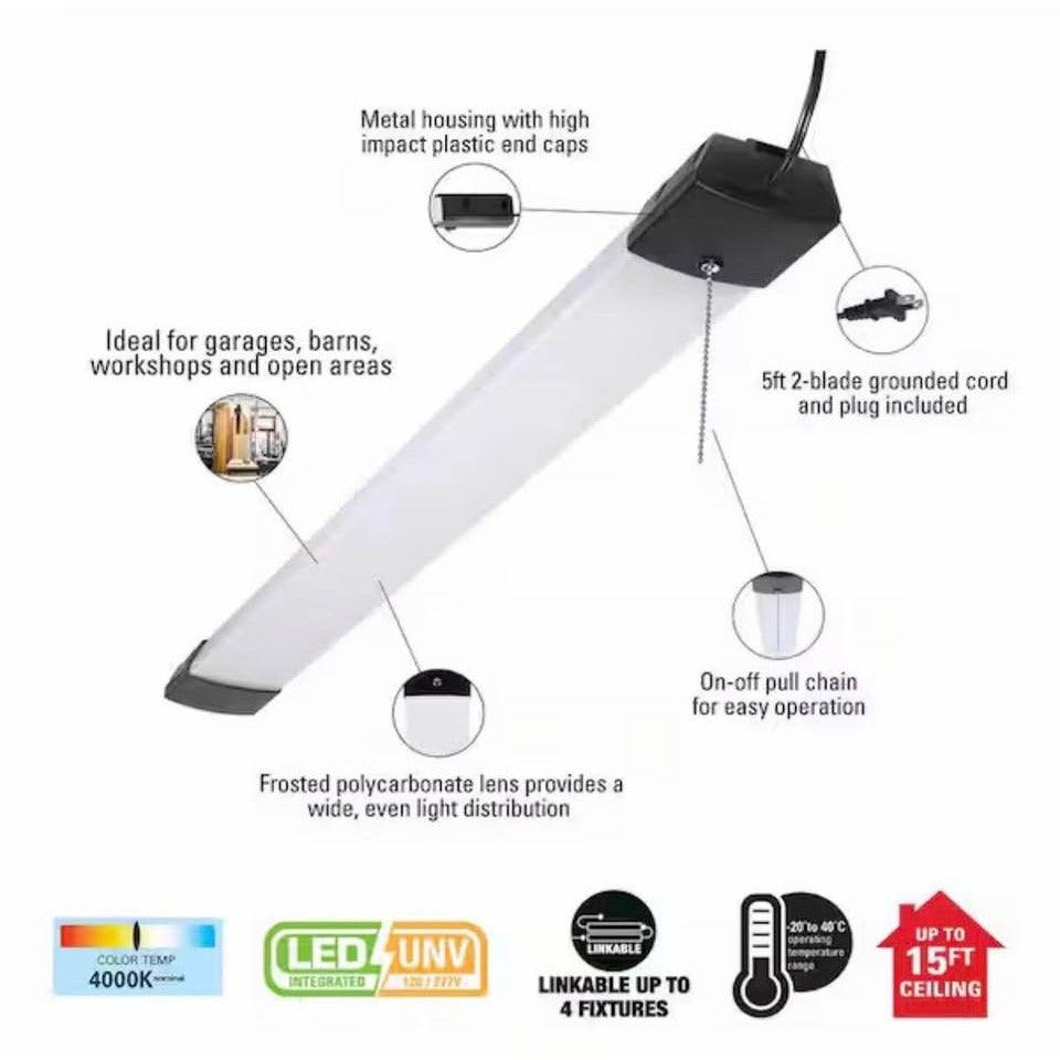 Metalux SHP 46 in. 128-Watt Equivalent, 10000-Lumens Integrated LED, White Shop Light,Commercial/Res