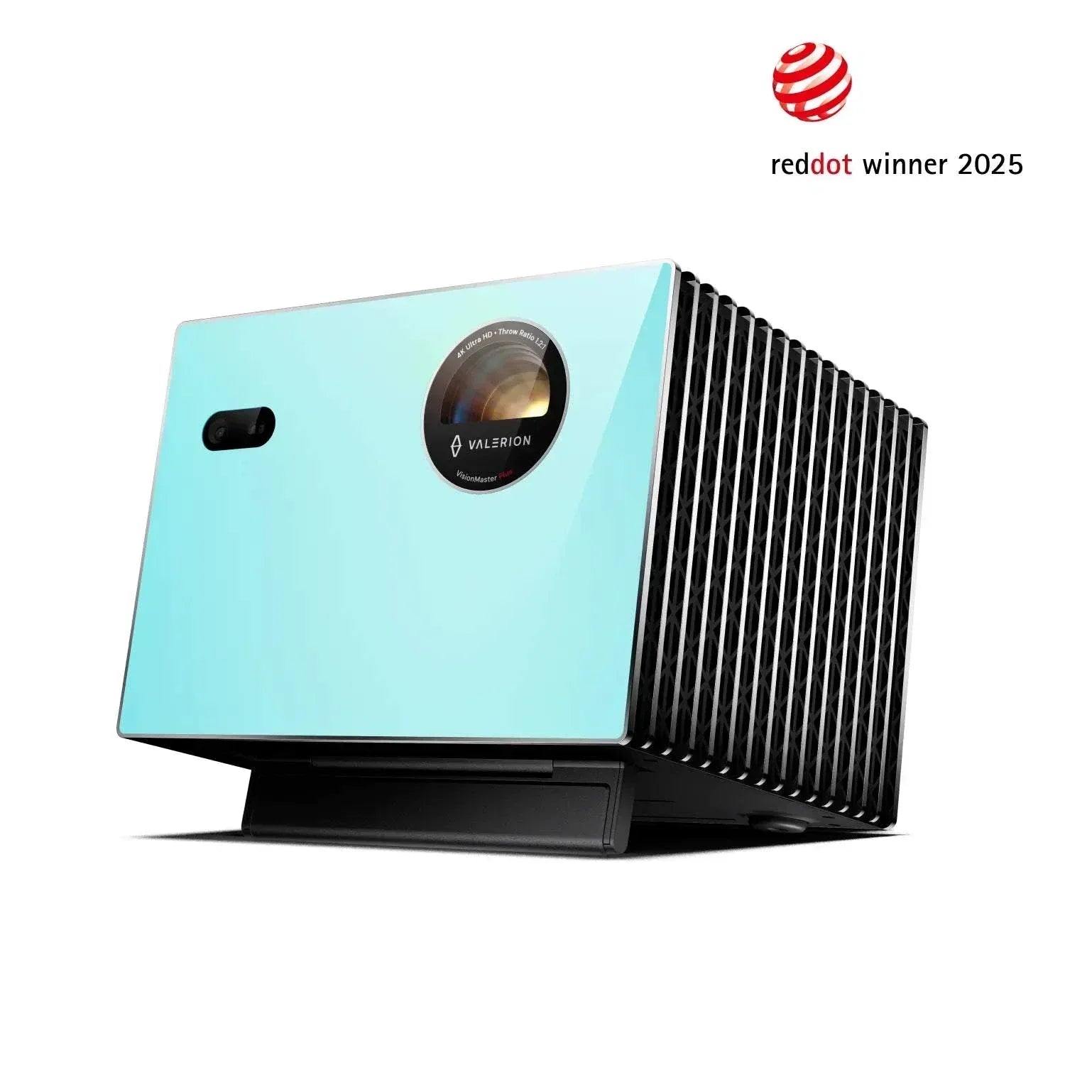 Valerion StreamMaster Plus 4K RGB triple laser projector with 1650-2000 ISO lumens, 110% Rec.2020 color, 10,000:1 contrast, Google TV OS, and award-winning design
