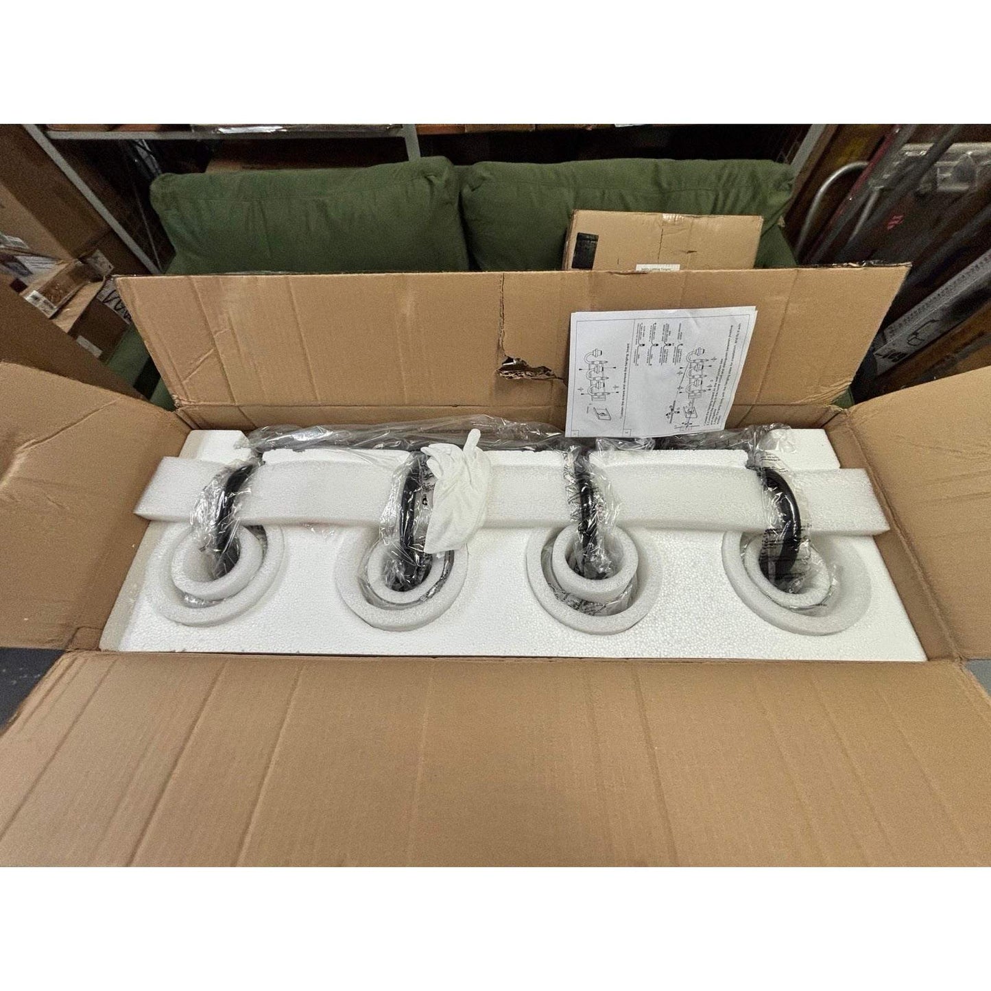 JAZAVA 31.9 in. 4 Light Black Vanity Light with Clear Glass Shade
