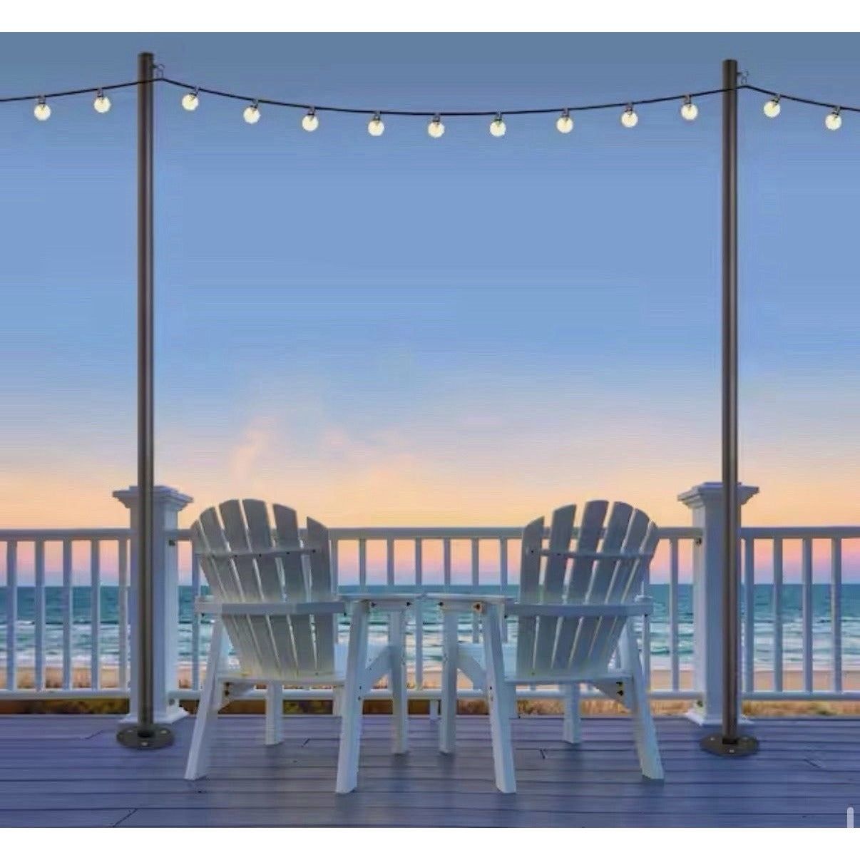 EXCELLO GLOBAL PRODUCTS String Light Poles-2 Pack-Extends to 10 Feet – Deck