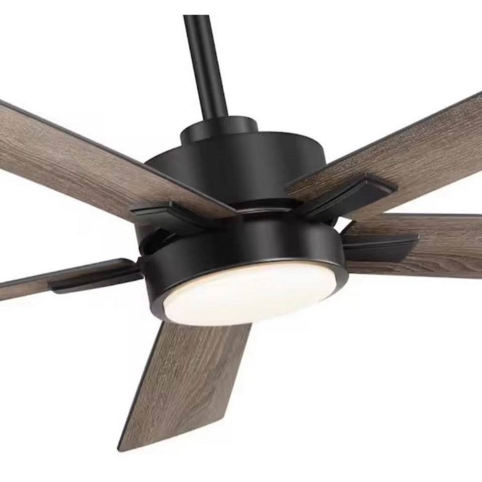 Flashwind Walter 52 in. Indoor Black Ceiling Fan with Adjustable White LED Light, 5-Reversible Blade