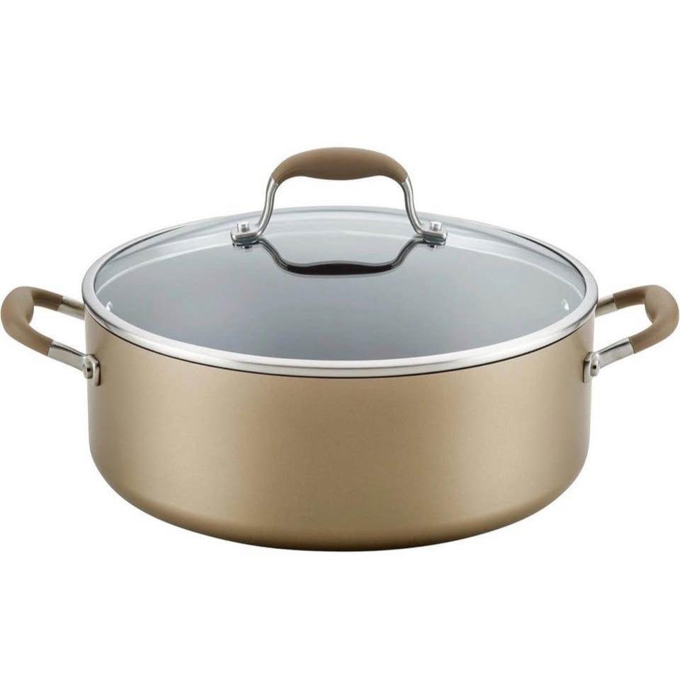 Anolon Advanced Home bronze hard-anodized nonstick 7.5-quart stockpot with SureGrip handles and etched measuring marks