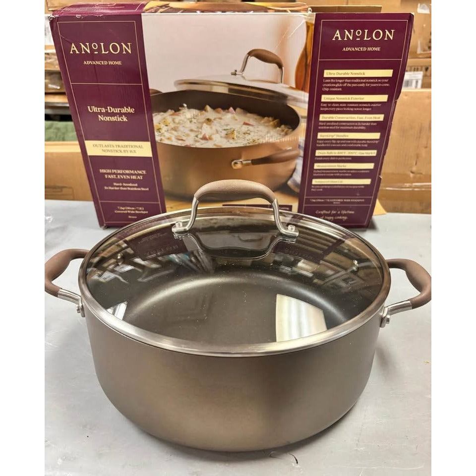 Anolon Advanced Home Hard-Anodized Nonstick Wide Stock Pot/Stockpot (7.5-Quart, Bronze