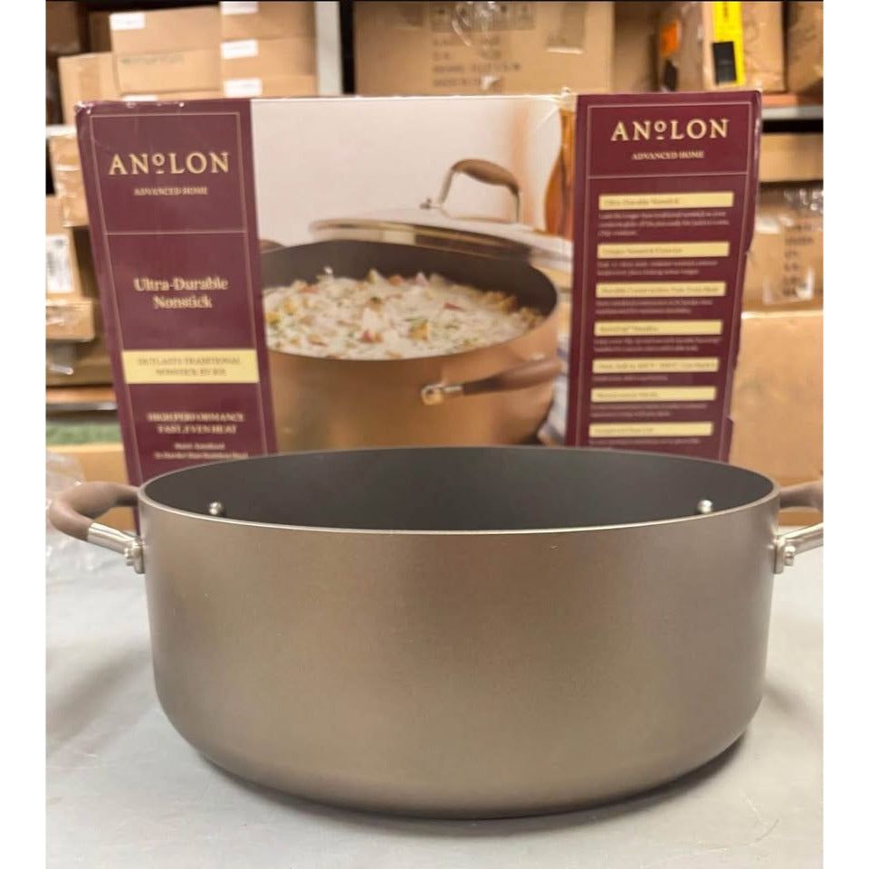 Anolon Advanced Home Hard-Anodized Nonstick Wide Stock Pot/Stockpot (7.5-Quart, Bronze
