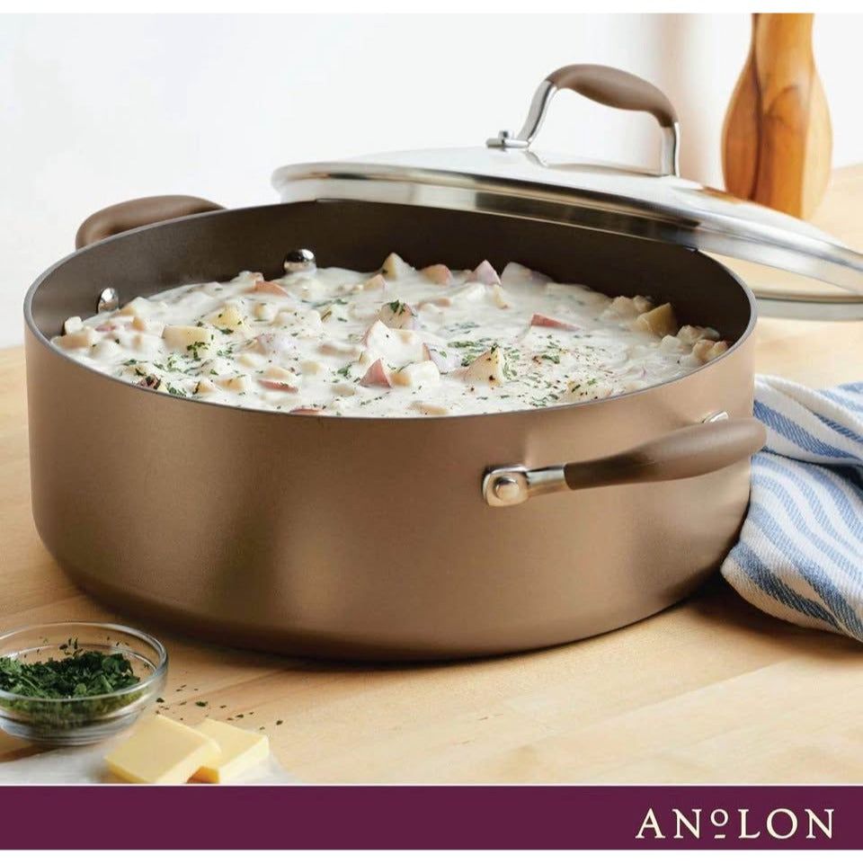 Anolon Advanced Home Hard-Anodized Nonstick Wide Stock Pot/Stockpot (7.5-Quart, Bronze