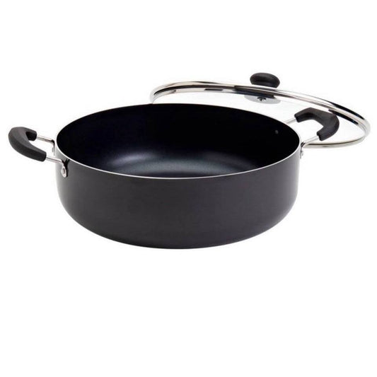 Infuse 10.5qt Family Cooker black caldero pot with non-stick coating and small lid scratch