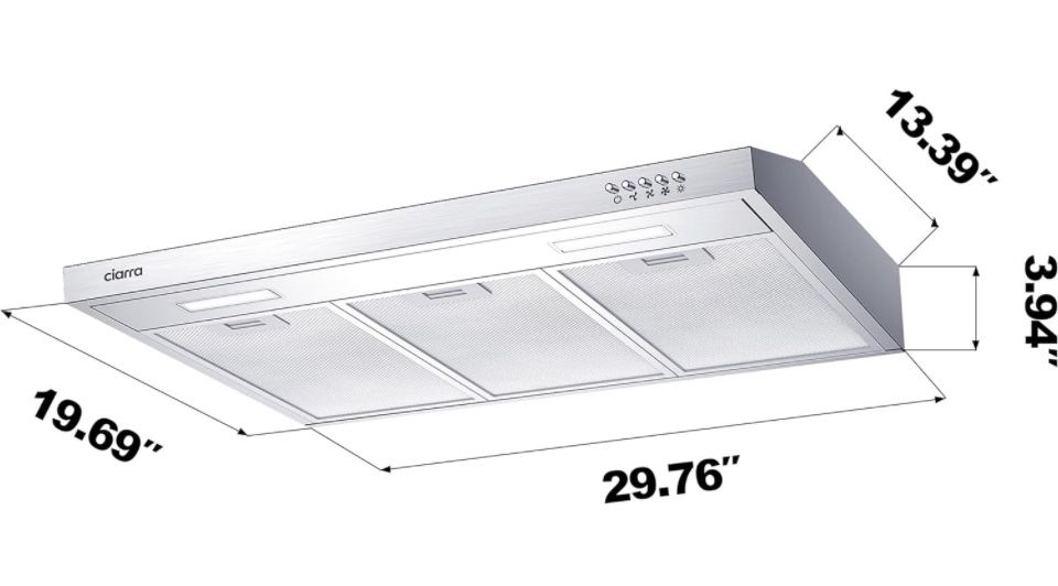 CIARRA Ductless Range Hood 30 inch Under Cabinet Hood Vent for Kitchen Ducted and Ductless Convertible CAS75918A - Selzalot