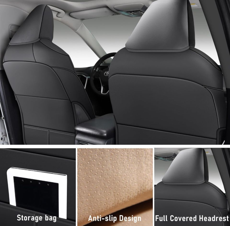 TZAUT-AXLE Leather Car Seat Covers for Toyota RAV4 Hybrid 2019 2020 2021 2022 2023 2024 LE Limited XLE, Non-Slip Full Set Automotive Vehicle Cushion - Selzalot