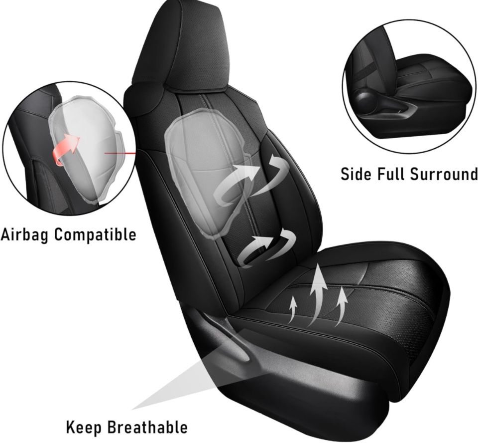 TZAUT-AXLE Leather Car Seat Covers for Toyota RAV4 Hybrid 2019 2020 2021 2022 2023 2024 LE Limited XLE, Non-Slip Full Set Automotive Vehicle Cushion - Selzalot