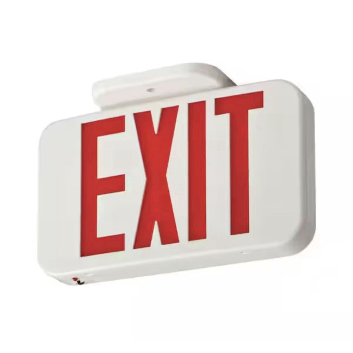 Lithonia Lighting white LED exit sign with wall mount brackets for commercial safety