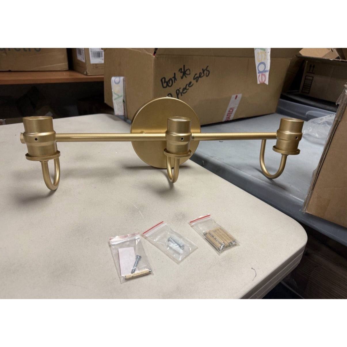 LNC Robb Modern 3-Light Gold Bathroom Vanity Light Interior Powder Room Light.