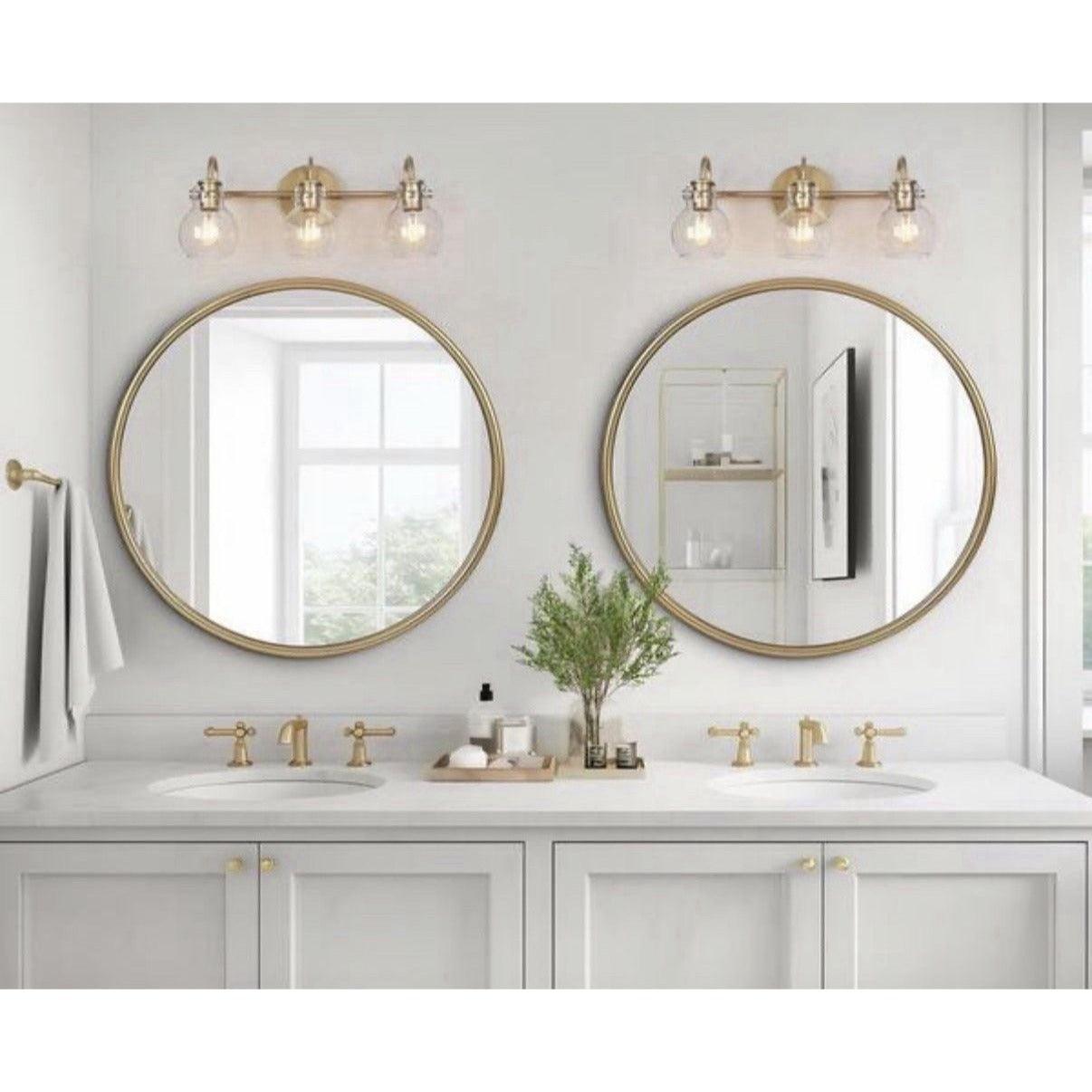 LNC Robb Modern 3-Light Gold Bathroom Vanity Light Interior Powder Room Light.