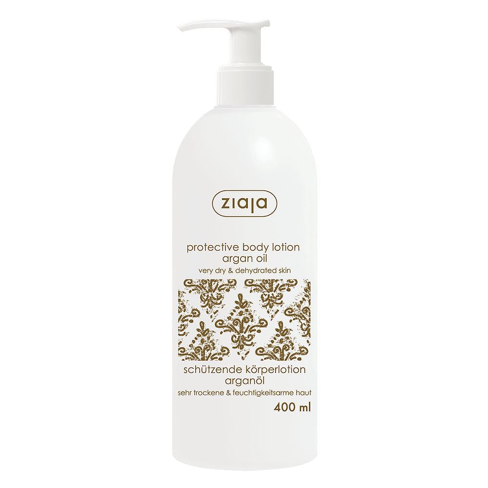 Ziaja Argan Oil Body Lotion 400ml bottle for very dry and dehydrated skin with nourishing properties.