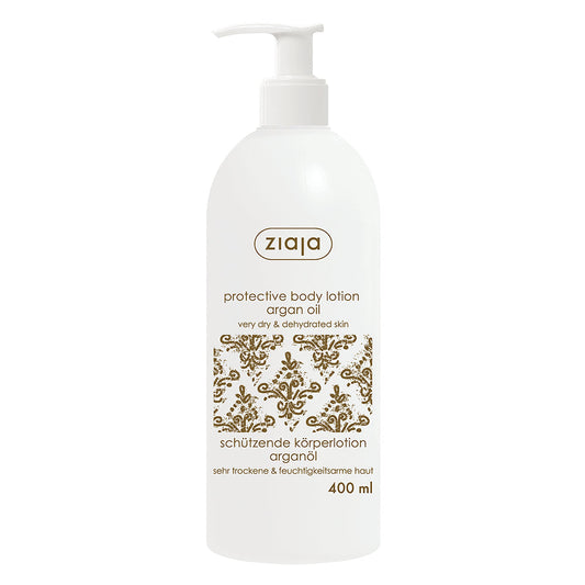 Ziaja Argan Oil Body Lotion 400ml bottle for very dry and dehydrated skin with nourishing properties.