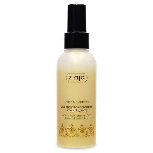 Ziaja Argan & Tsubaki Oils duo-phase smoothing spray hair conditioner for dry and damaged hair, 125 ml bottle