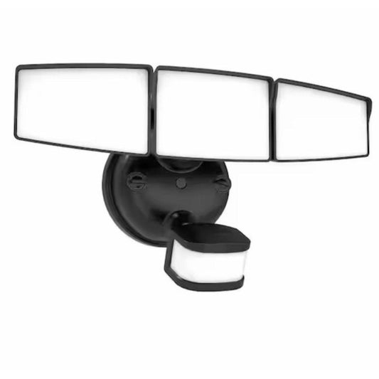 Halo Next Gen Hardwired LED Security Floodlight 3-head black motion-activated outdoor LED floodlight