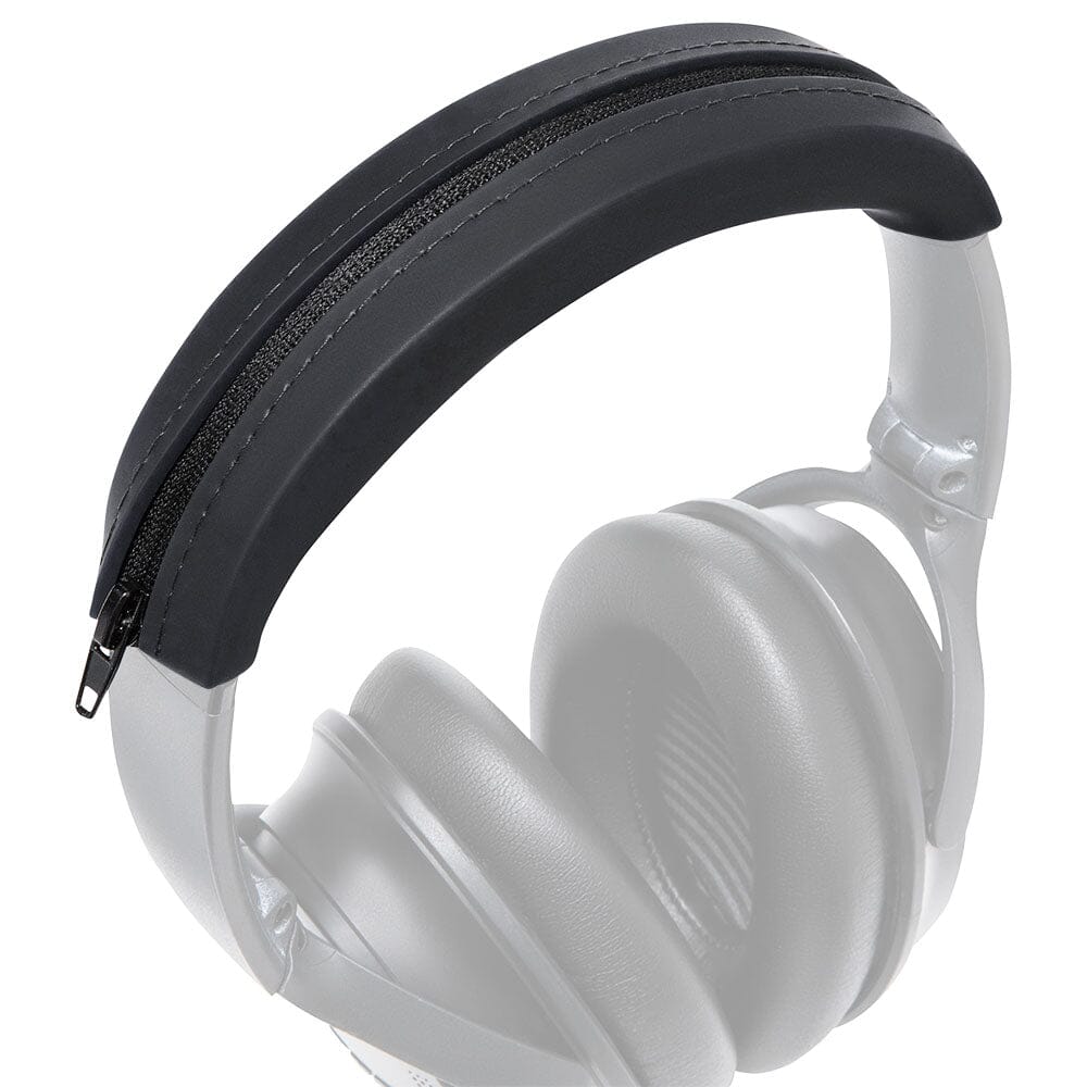 Black silicone headband cover designed for Bose QuietComfort headphones, providing protection and a precise fit.