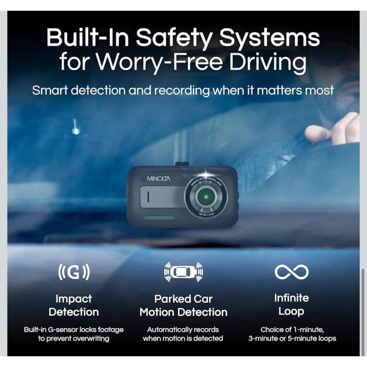 MINOLTA MNCD2K10 2.5K Quad HD Car Camcorder W/3.0" LCD Monitor (Blue)