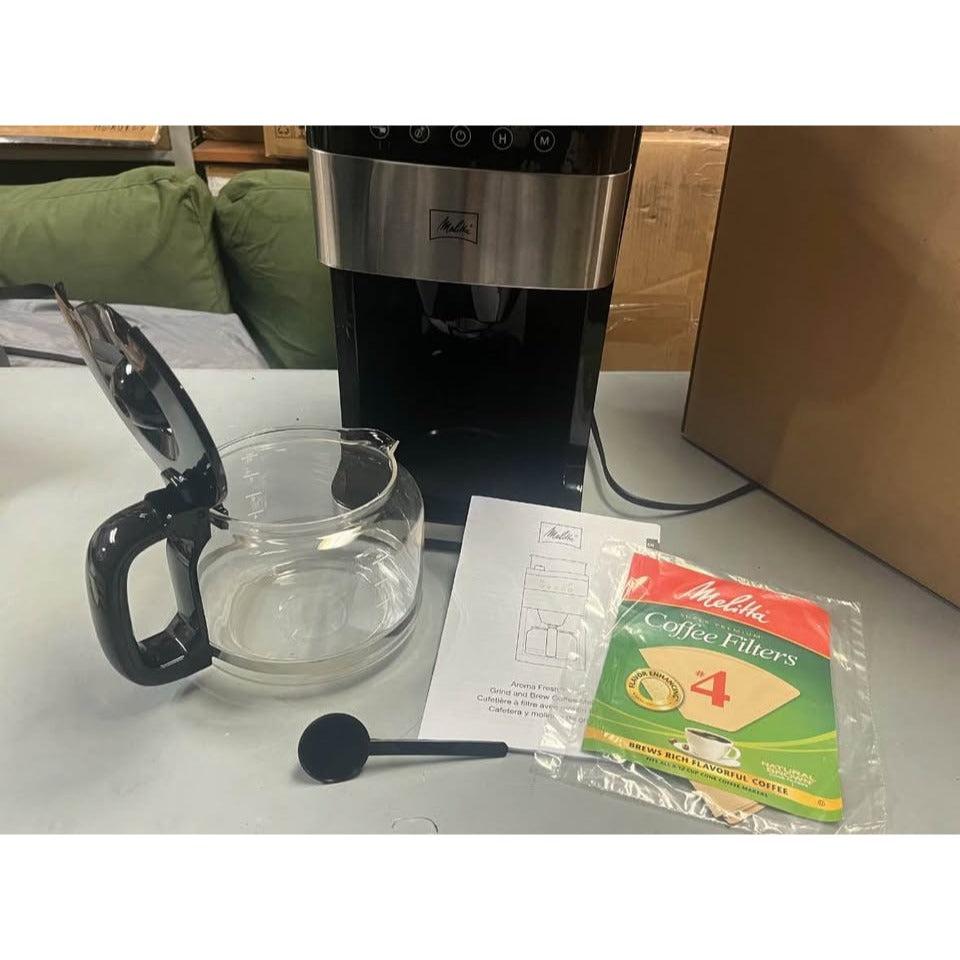 Used like new Melitta Aroma Fresh Plus 10c Drip Coffeemaker with Coffee Grinder: Stainless Steel, Di
