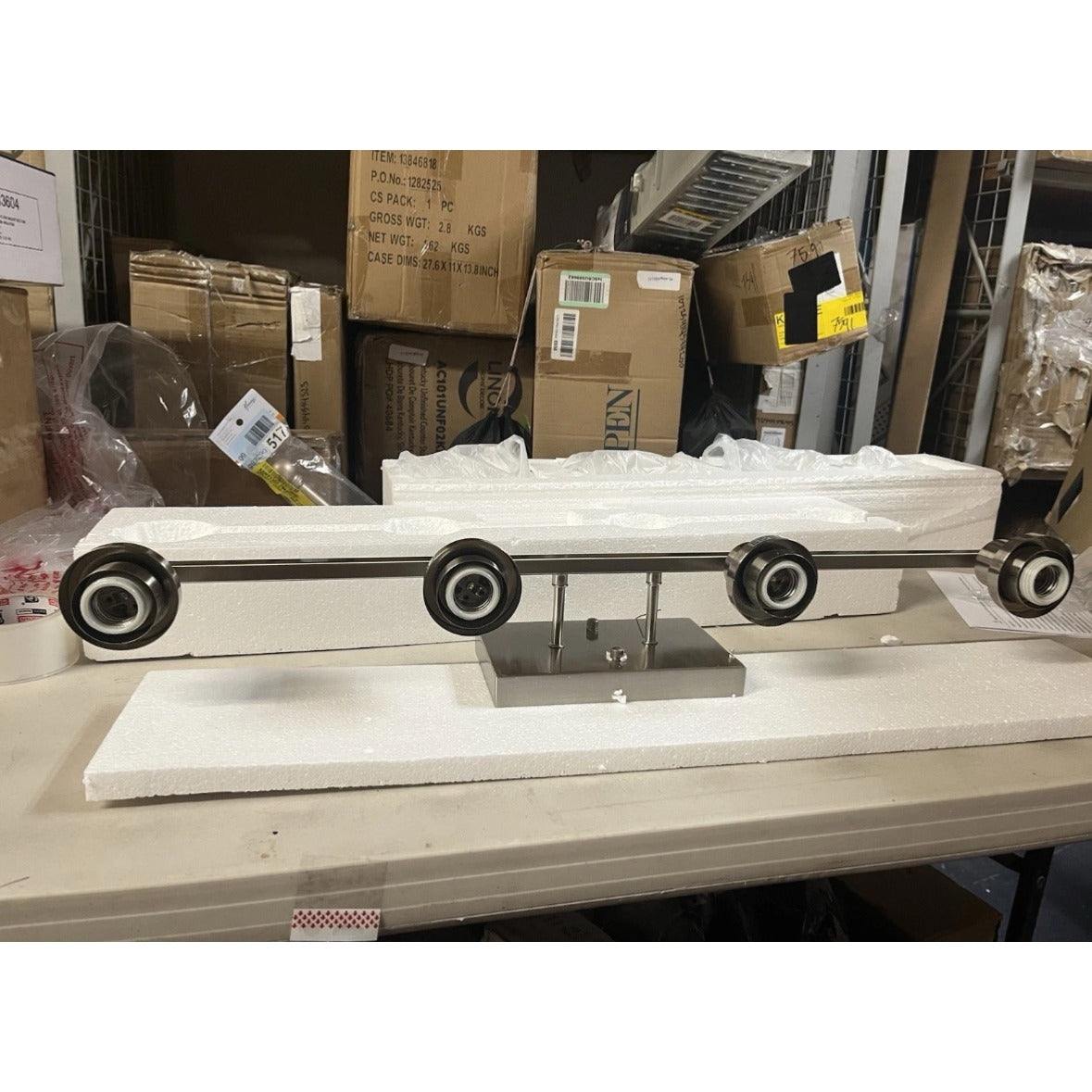 YANSUN 32 in. 4-Light Brushed Nickel Industrial Bathroom Vanity Light with Clear Glass Shades, Wall Mount Over Mirror Light