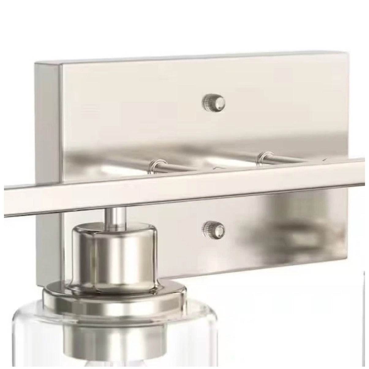 YANSUN 32 in. 4-Light Brushed Nickel Industrial Bathroom Vanity Light with Clear Glass Shades, Wall Mount Over Mirror Light
