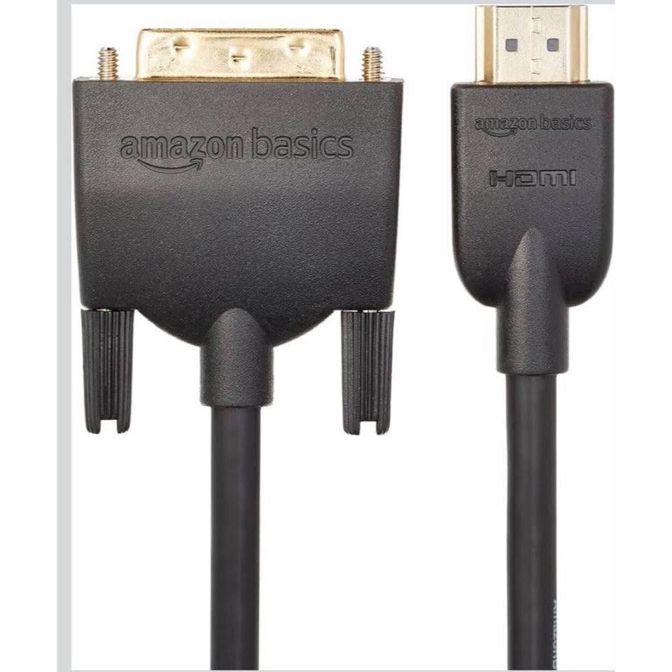 Amazon Basics HDMI to DVI Adapter Cable, Bi-Directional 1080P, Gold-Plated Connectors, 3 ft/0.9 m, B