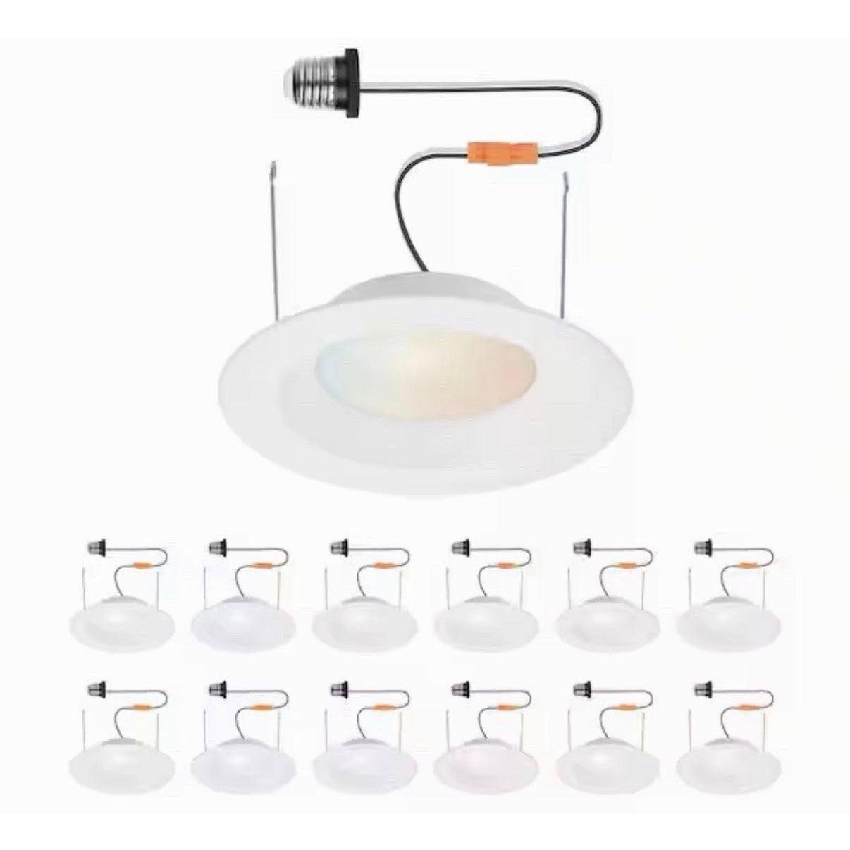 Globe Electric 12-pack dimmable LED retrofit recessed lights with adjustable color temperature and E26 base adapter