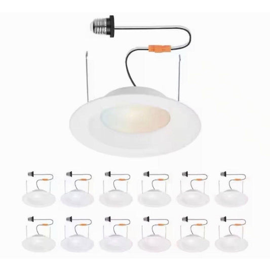 Globe Electric 12-pack dimmable LED retrofit recessed lights with adjustable color temperature and E26 base adapter