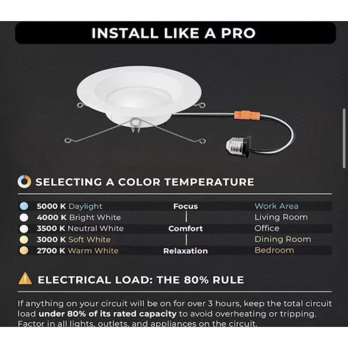 12-Pk Globe Electric 5/6 in. CCT Dimmable LED Retrofit Trim Recessed Light
