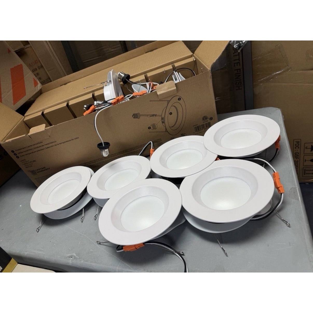 12-Pk Globe Electric 5/6 in. CCT Dimmable LED Retrofit Trim Recessed Light