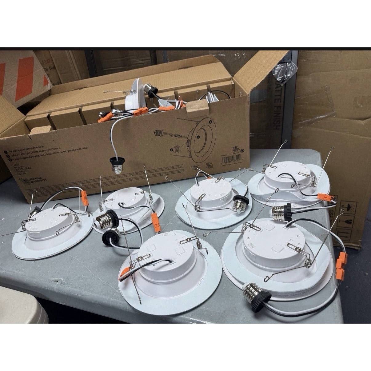 12-Pk Globe Electric 5/6 in. CCT Dimmable LED Retrofit Trim Recessed Light