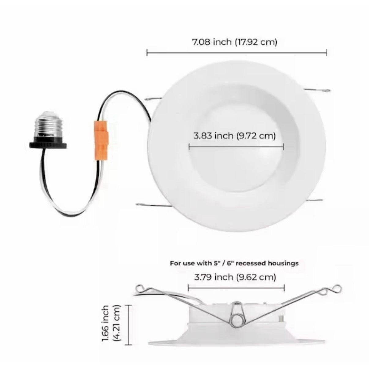 12-Pk Globe Electric 5/6 in. CCT Dimmable LED Retrofit Trim Recessed Light