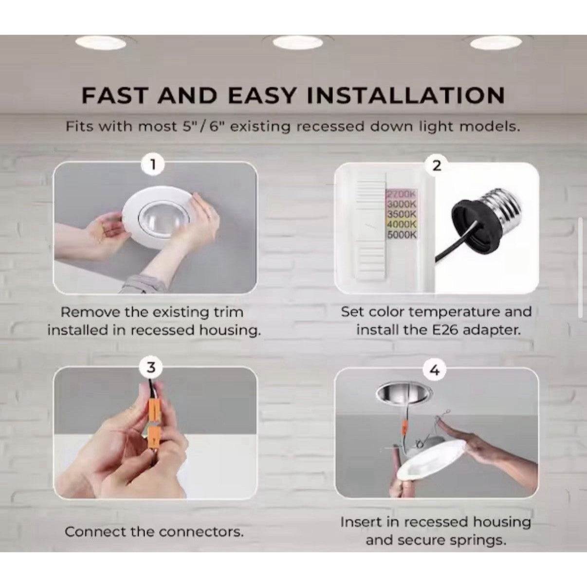 12-Pk Globe Electric 5/6 in. CCT Dimmable LED Retrofit Trim Recessed Light