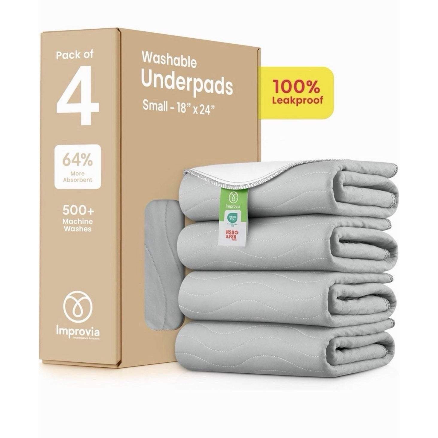 IMPROVIA® washable underpads heavy absorbency reusable incontinence pads 18x24