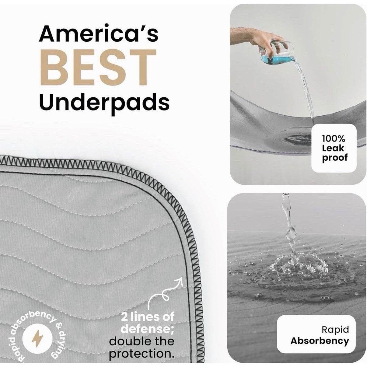 IMPROVIA® Washable Underpads, Heavy Absorbency Reusable Incontinence Pads  18x24