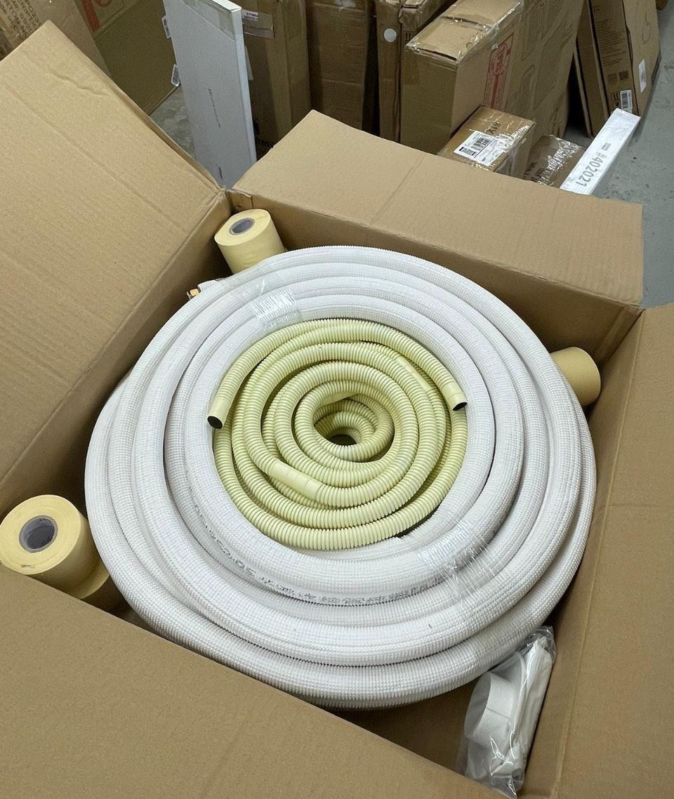 TADERUILY 50 Ft Air Conditioning Copper Tubing Pipe Extension, 1/4" 1/2" 3/8" PE Thickened for Mini Split AC and Heating Equipment Insulated Coil Line - Selzalot