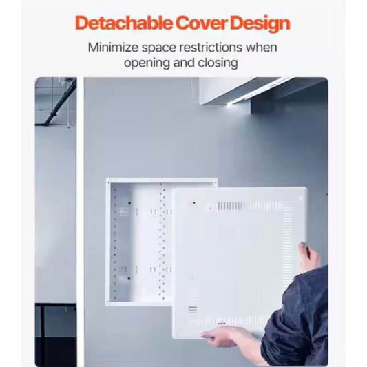 17in SKYSHALO recessed structured media enclosure with detachable cover and cold-rolled steel construction for wall cable management