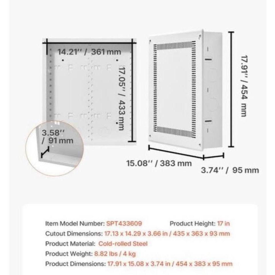 SKYSHALO Structured Media Enclosure 17in. Recessed wall Structured Media Enclosure with Cover Wall-M