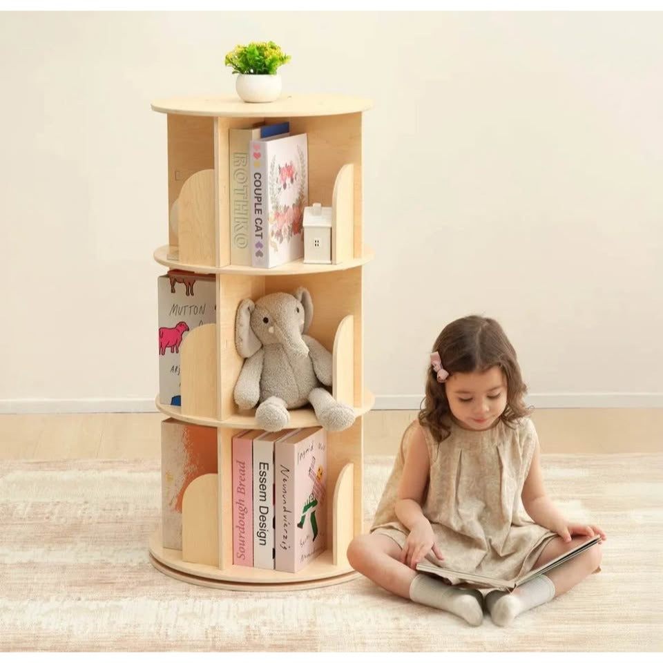 Ebern Designs rotating bookshelf corner bookcase with large capacity and small footprint