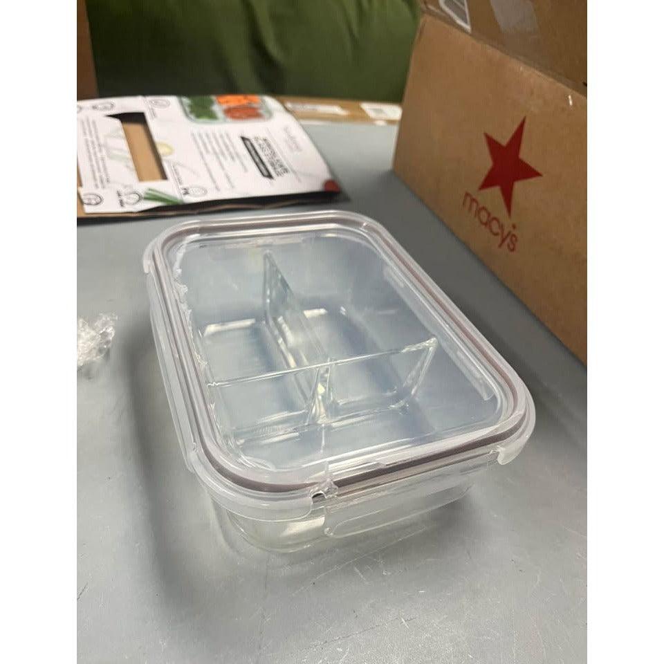 Sedona Kitchen Set of 2, 3 Compartment Glass Food Storage