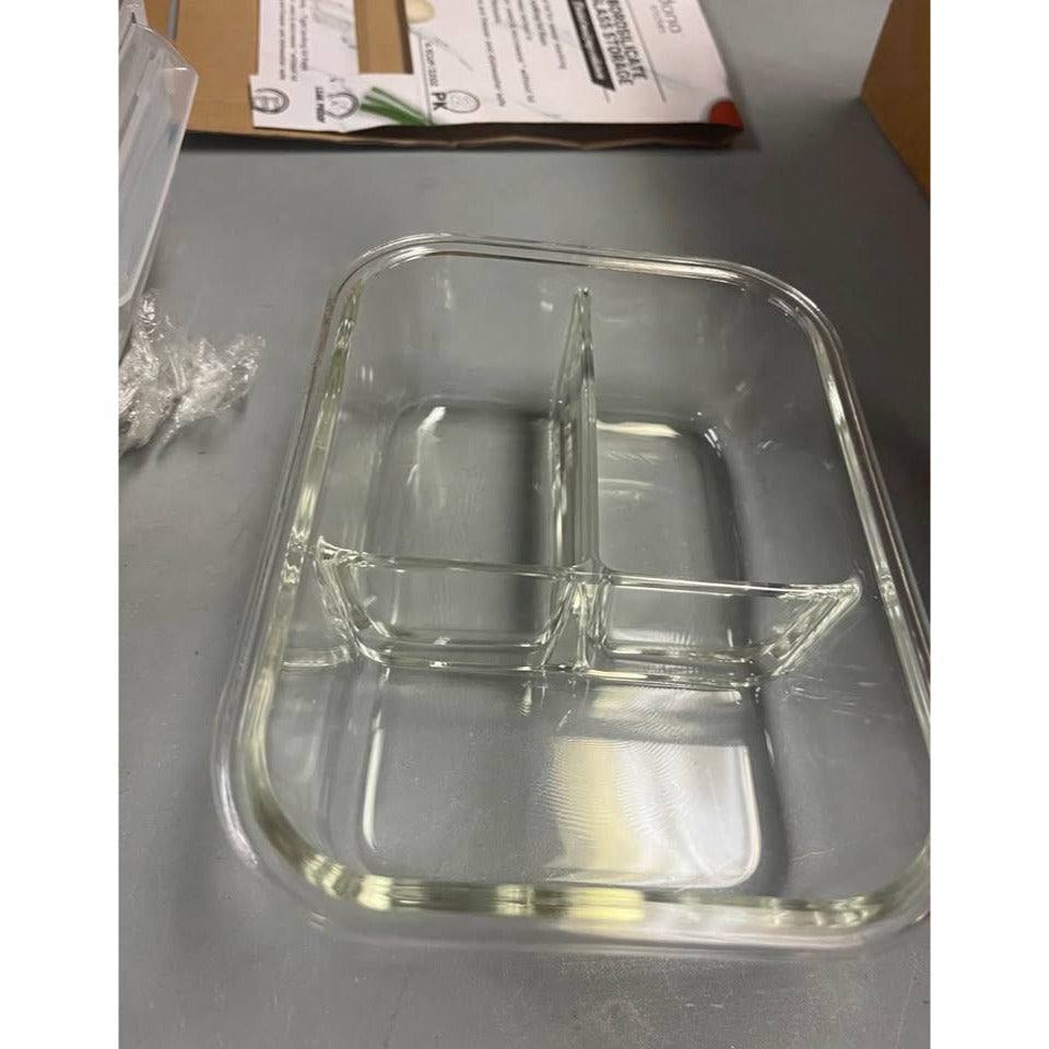 Sedona Kitchen Set of 2, 3 Compartment Glass Food Storage