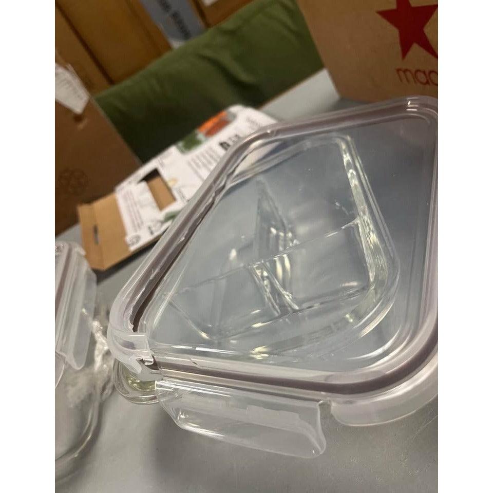 Sedona Kitchen Set of 2, 3 Compartment Glass Food Storage